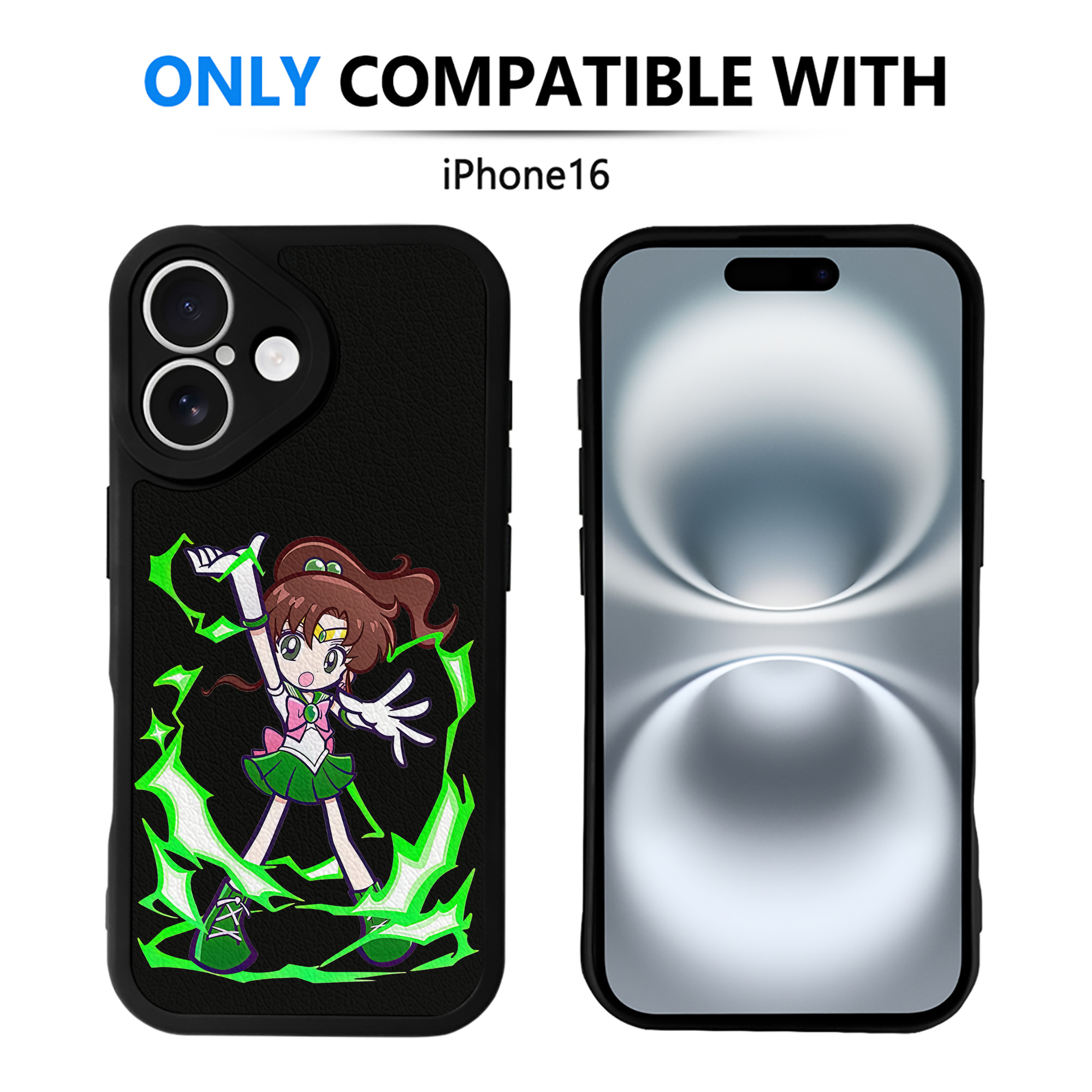 （画像用） 美少女戦士セーラームーン 木野 まこと きの まこと Sailor Moon Kino Makoto （セーラージュピター；Sailor Jupiter） 【iPhone 16シリーズ対応】シリコンスマホケース（レザー調） 材質：シリコン